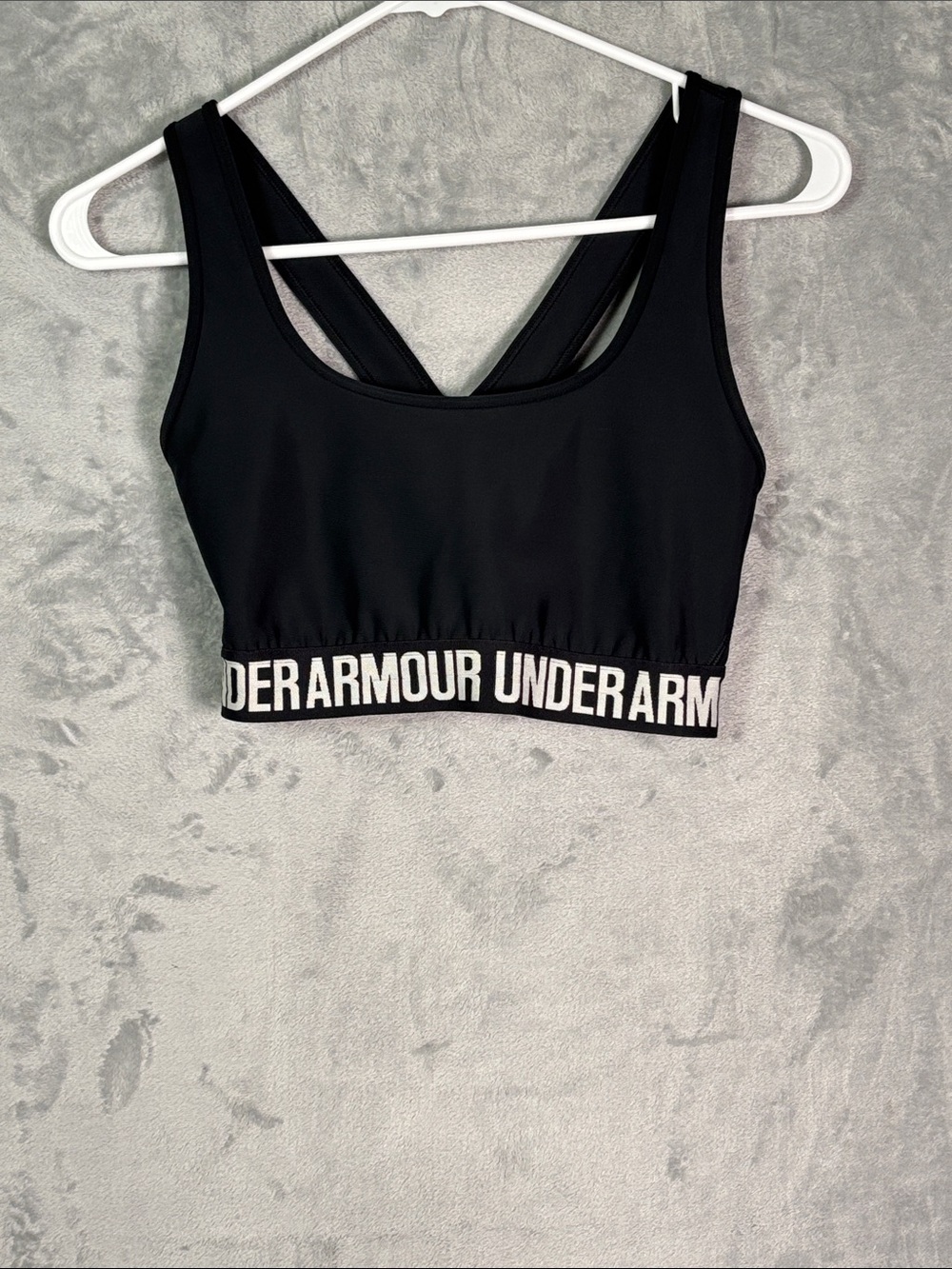 Under Armour Black Logo Band Sports Bra Unlined Size Large